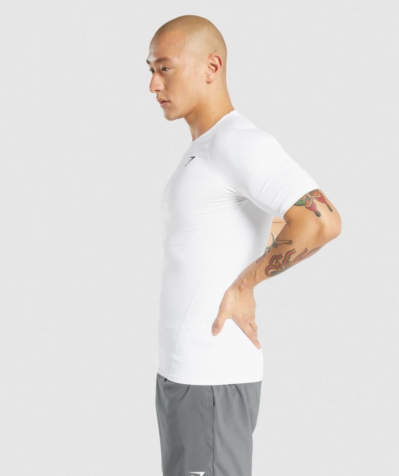 Men's Gymshark Element Baselayer T-Shirts White | CA 0AD873